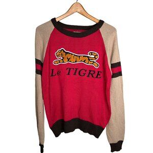 Le Tigre Bold Red and Tan Crewneck Sweater